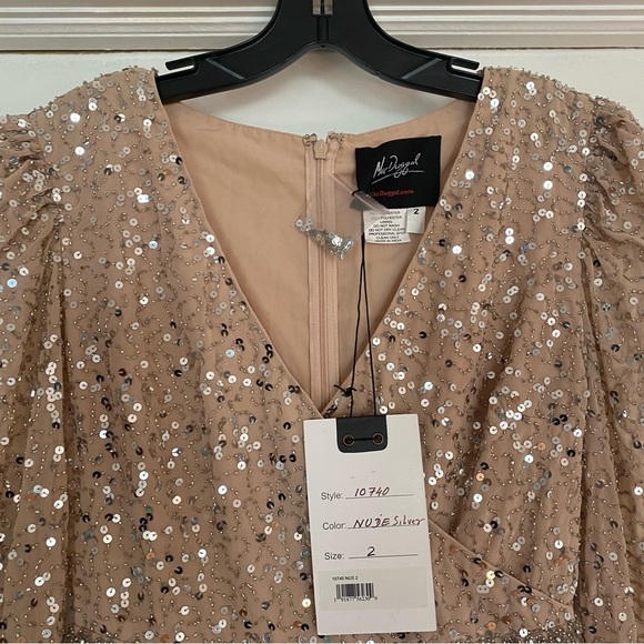 Mac Duggal | Sequin Fit N Flare Dress With Embellished Hemline Belt 10740 Size 2 - Picture 11 of 11